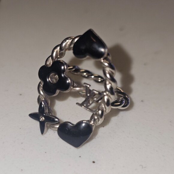 Louis Vuitton Vintage - Metal Bague Sweet Monogram Ring - Silver Black - LV Ring - Picture 6 of 6